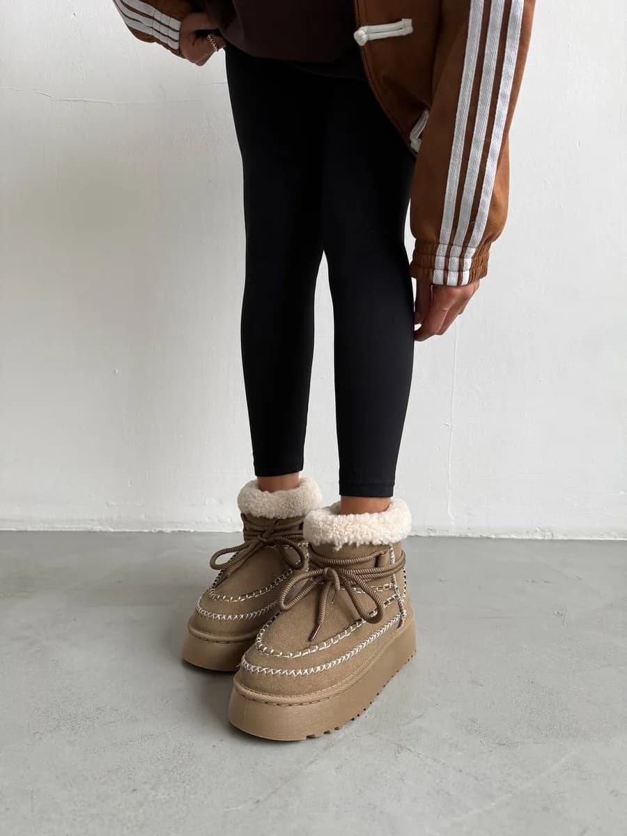 Угги женские зимние с мехом из замши