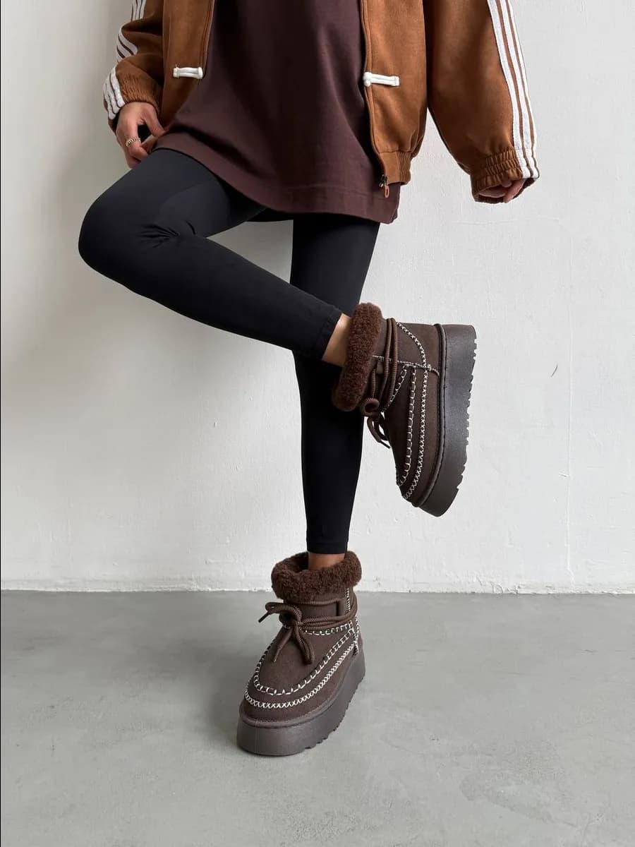 Угги женские зимние теплые UGG с мехом - фото 1