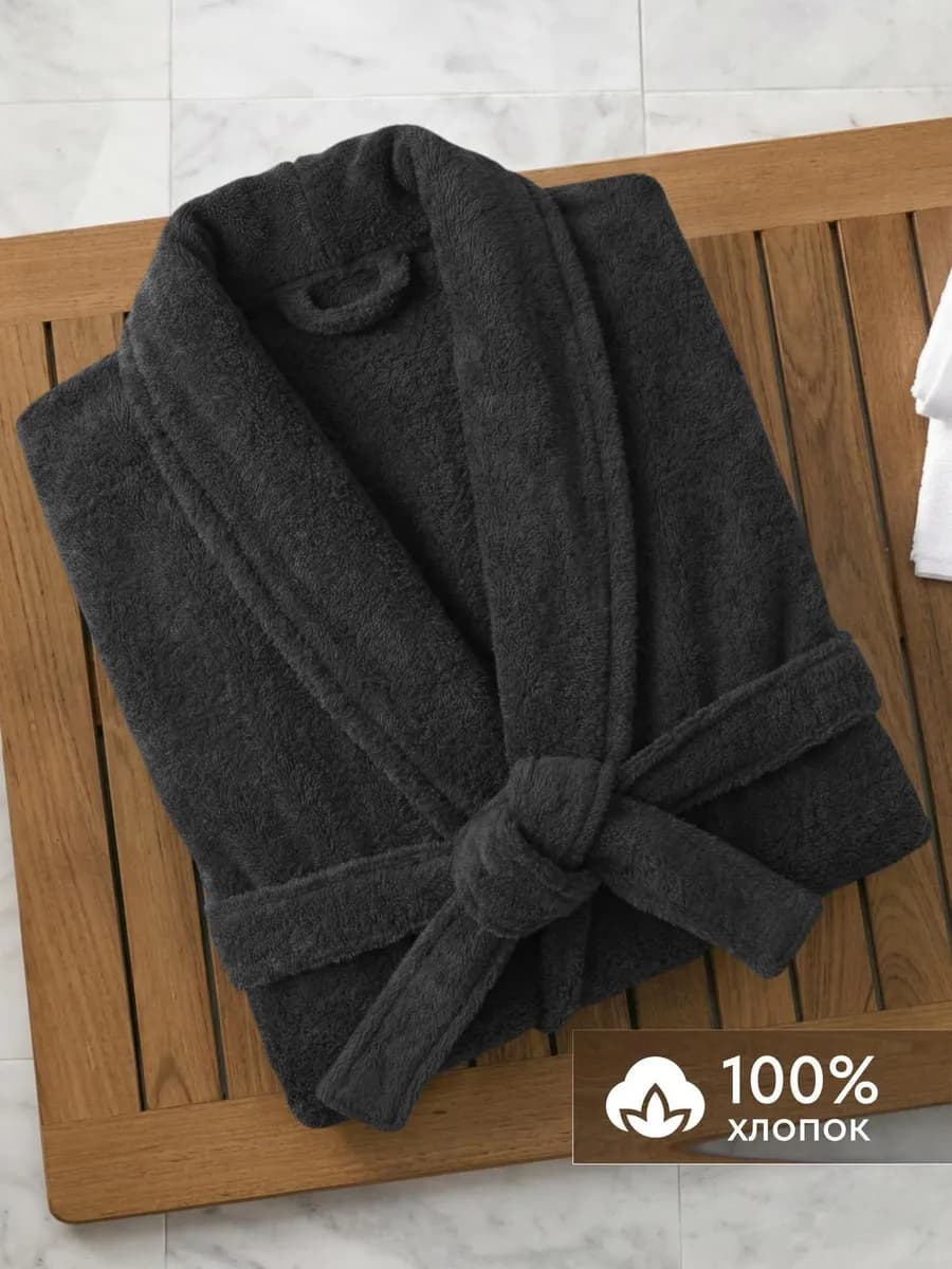 Халат махровый без капюшона банный