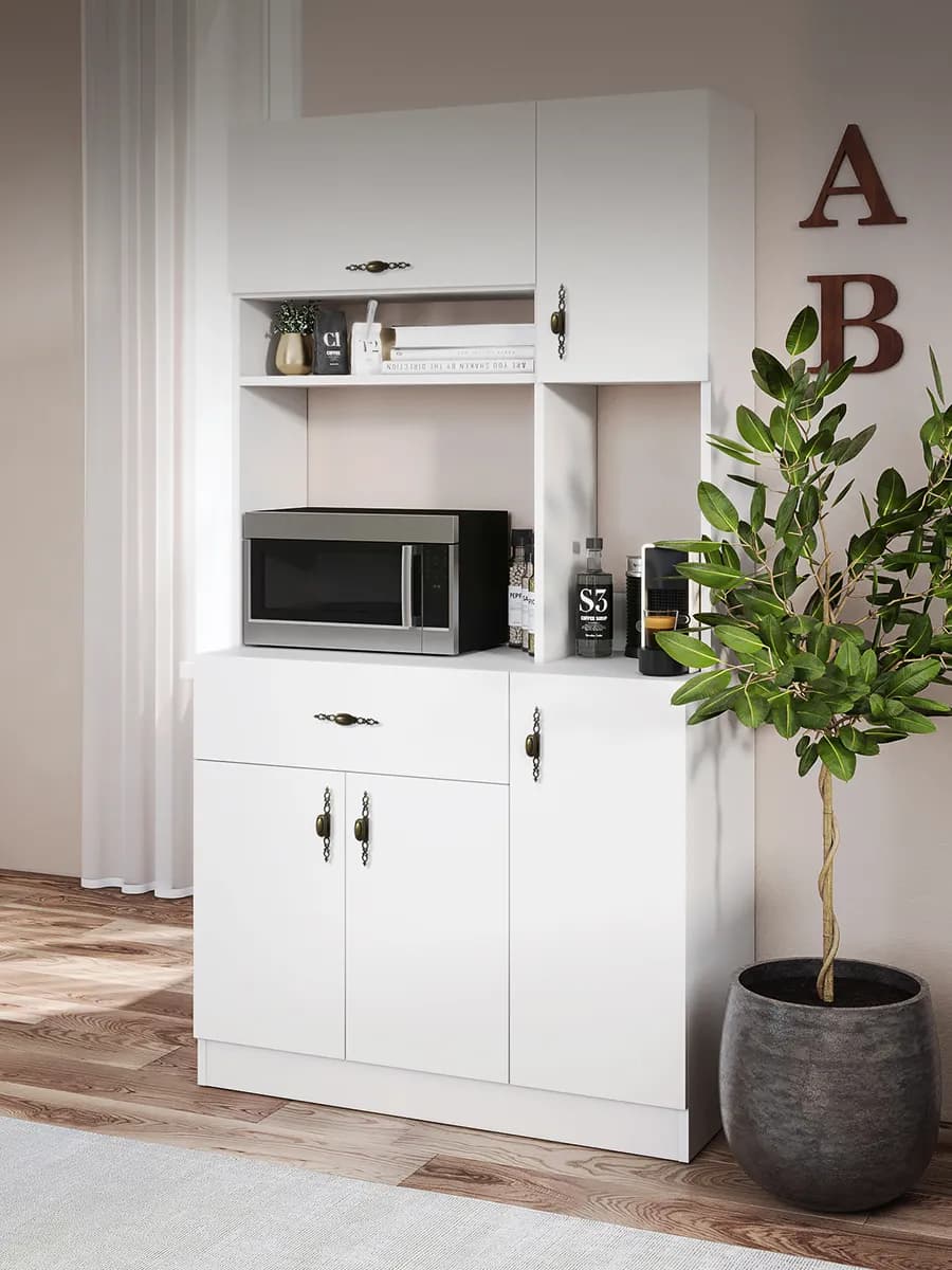 Буфет для кухни белый напольный - фото 1