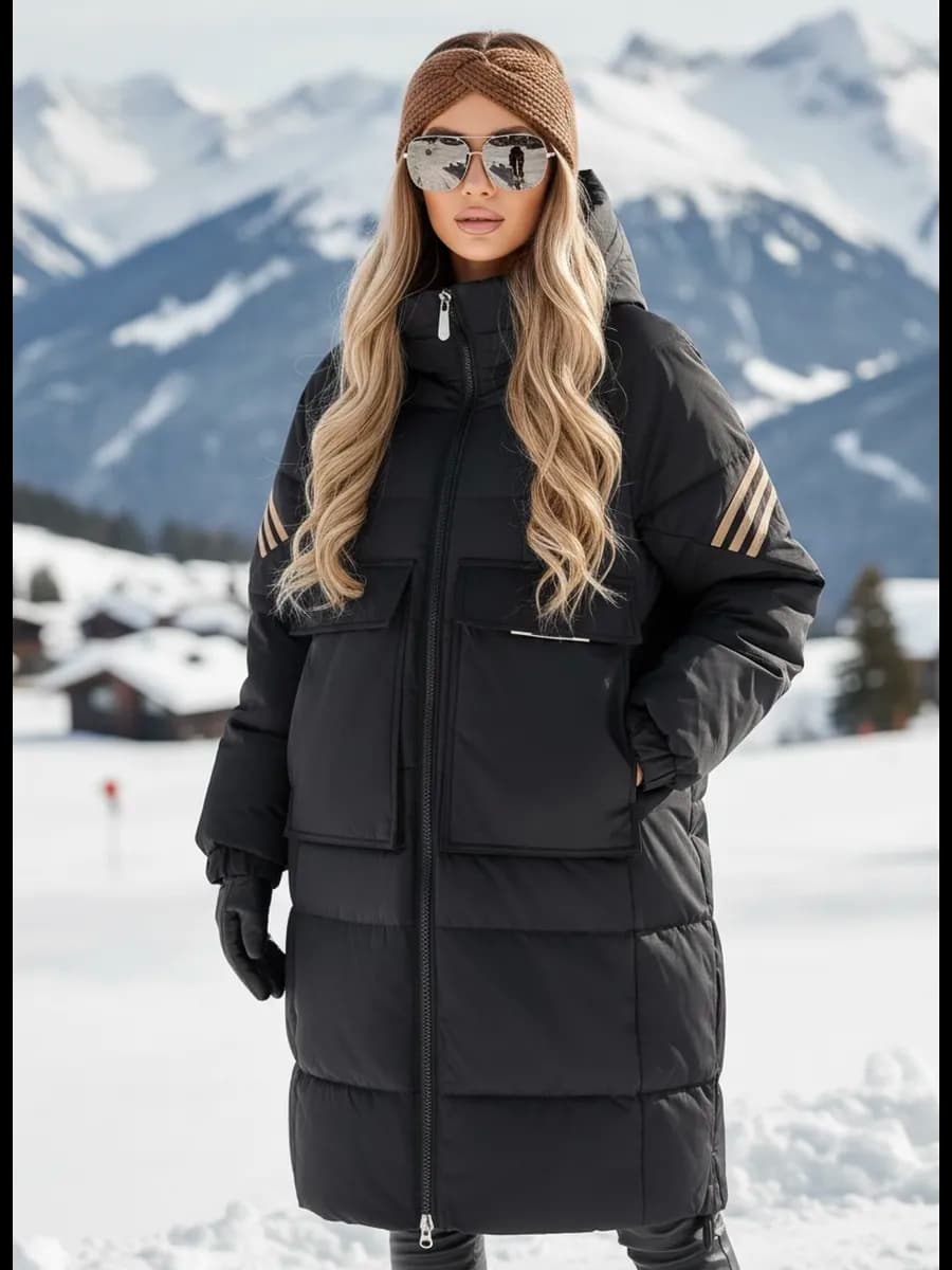 Куртка зимняя длинная спортивная оверсайз