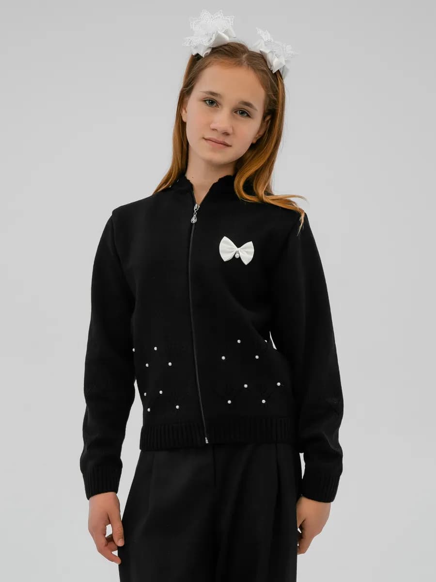 Кардиган кофта теплая вязаная для девочки на молнии