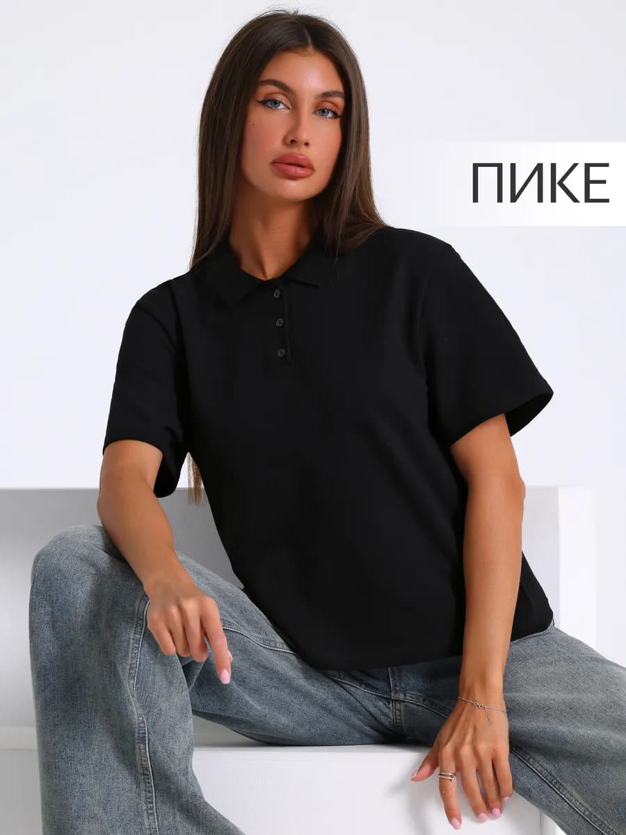 Поло женское укороченное оверсайз