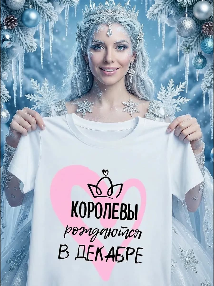 Подарочная футболка Королевы декабря подруге маме на др