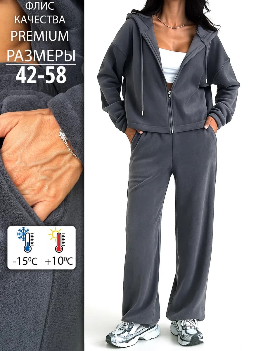 Костюм спортивный теплый на молнии флисовый плюшевый