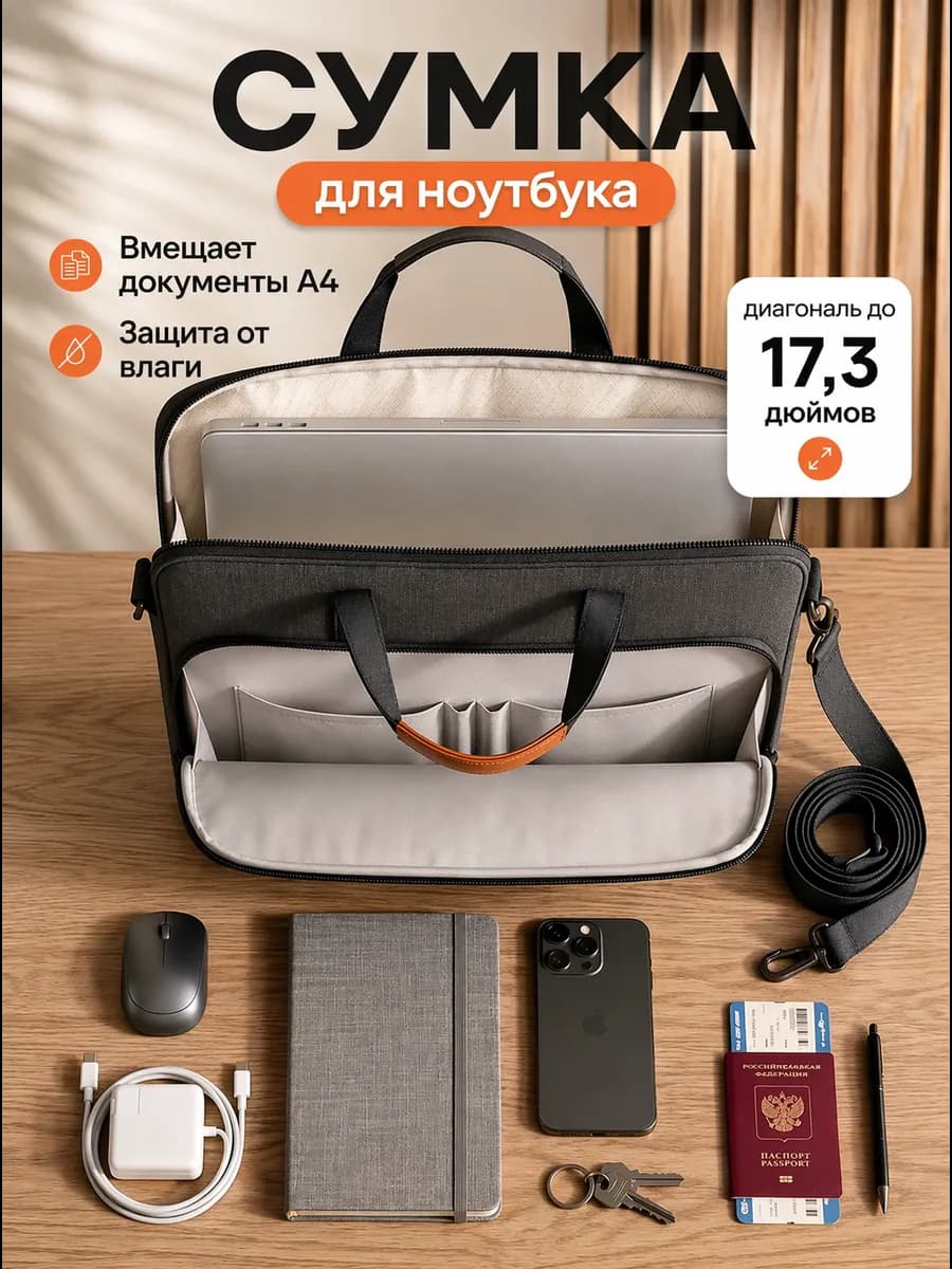 Сумка для ноутбука 17.3 дюйма противоударная