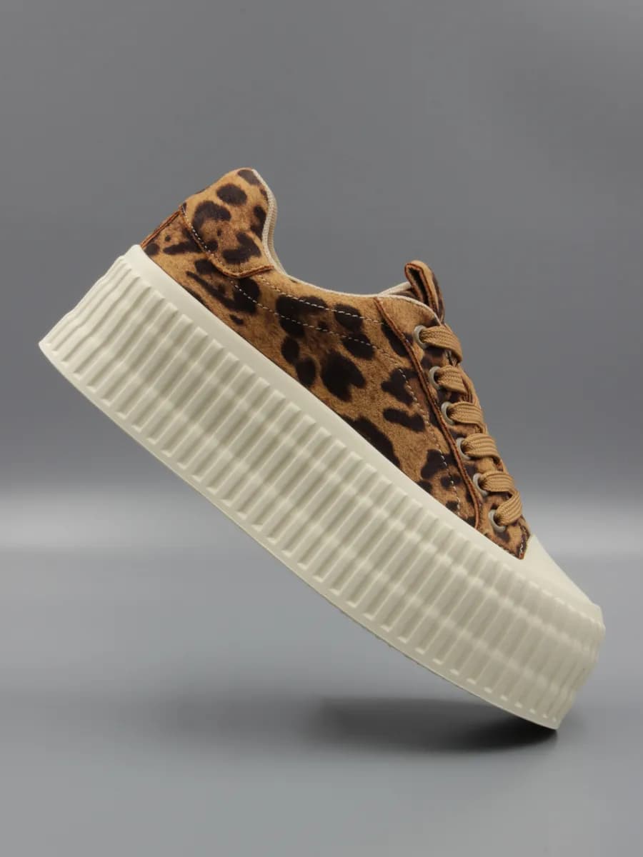 Кеды на платформе леопардовые