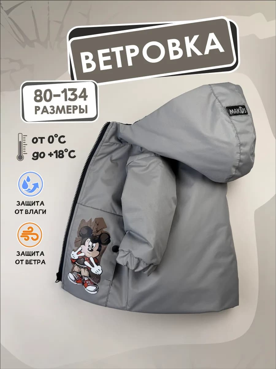 Ветровка детская демисезонная с капюшоном, мембранная
