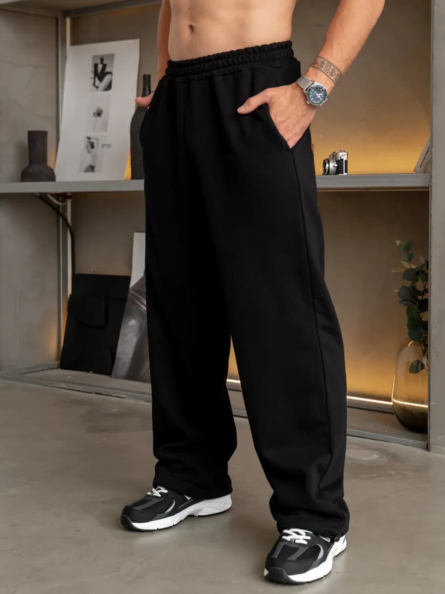 Штаны спортивные широкие джоггеры на резинке с начесом