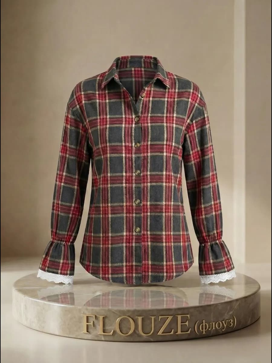 Рубашка в клетку нарядная y2k с завязками