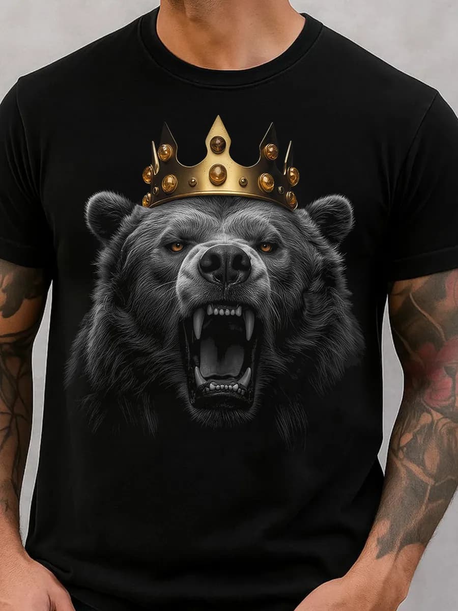 Футболка с принтом медведь корона светящаяся