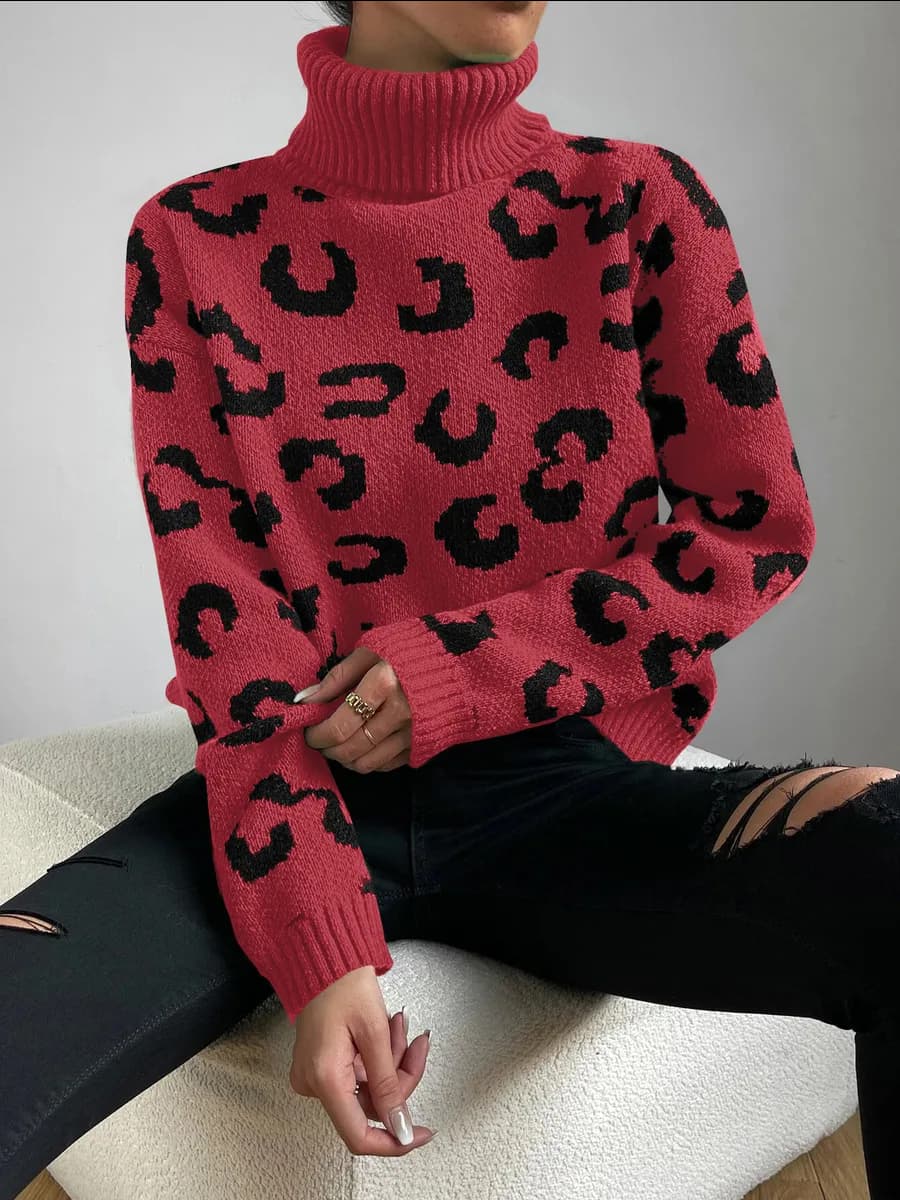 Свитер леопардовый оверсайз теплый