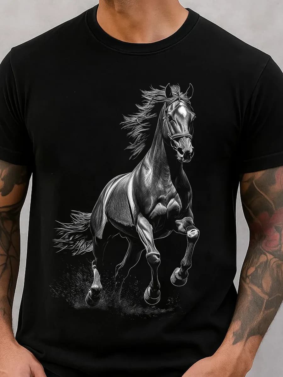 Футболка новогодняя с принтом конь светящийся