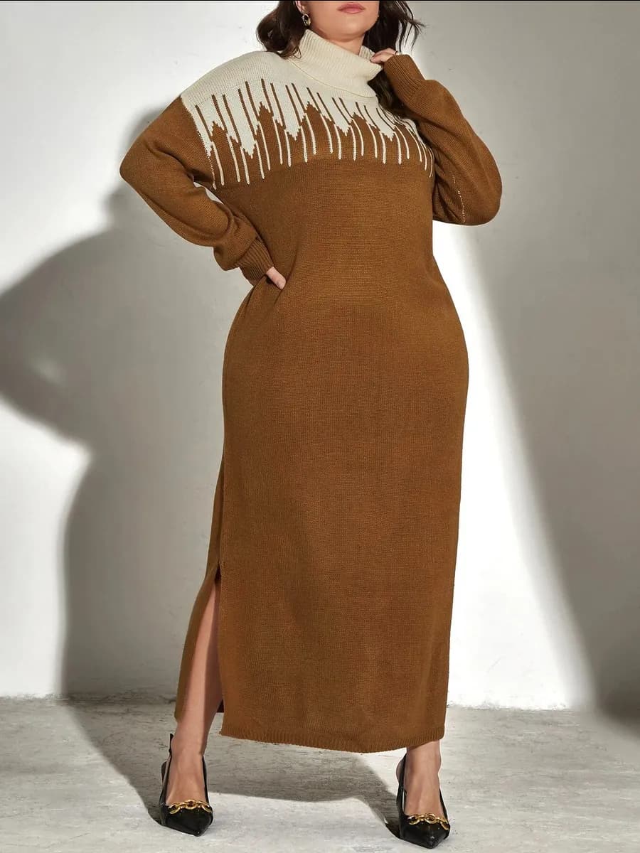 Платье повседневное теплое больших размеров