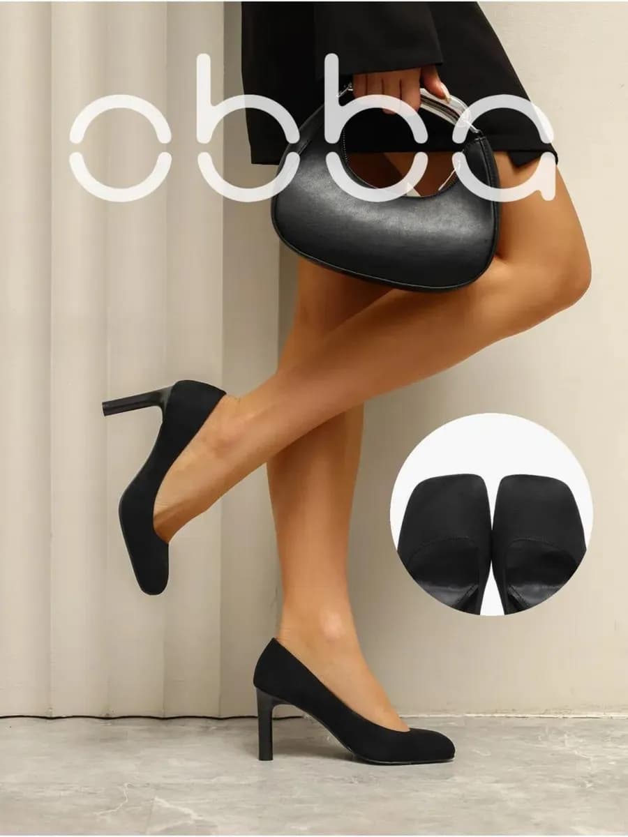 Туфли с квадратным носом на каблуке - фото 1