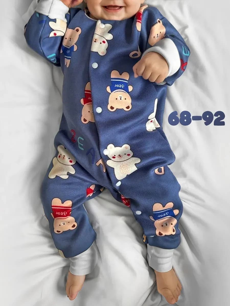 Нательный комбинезон слип новорожденный с начесом