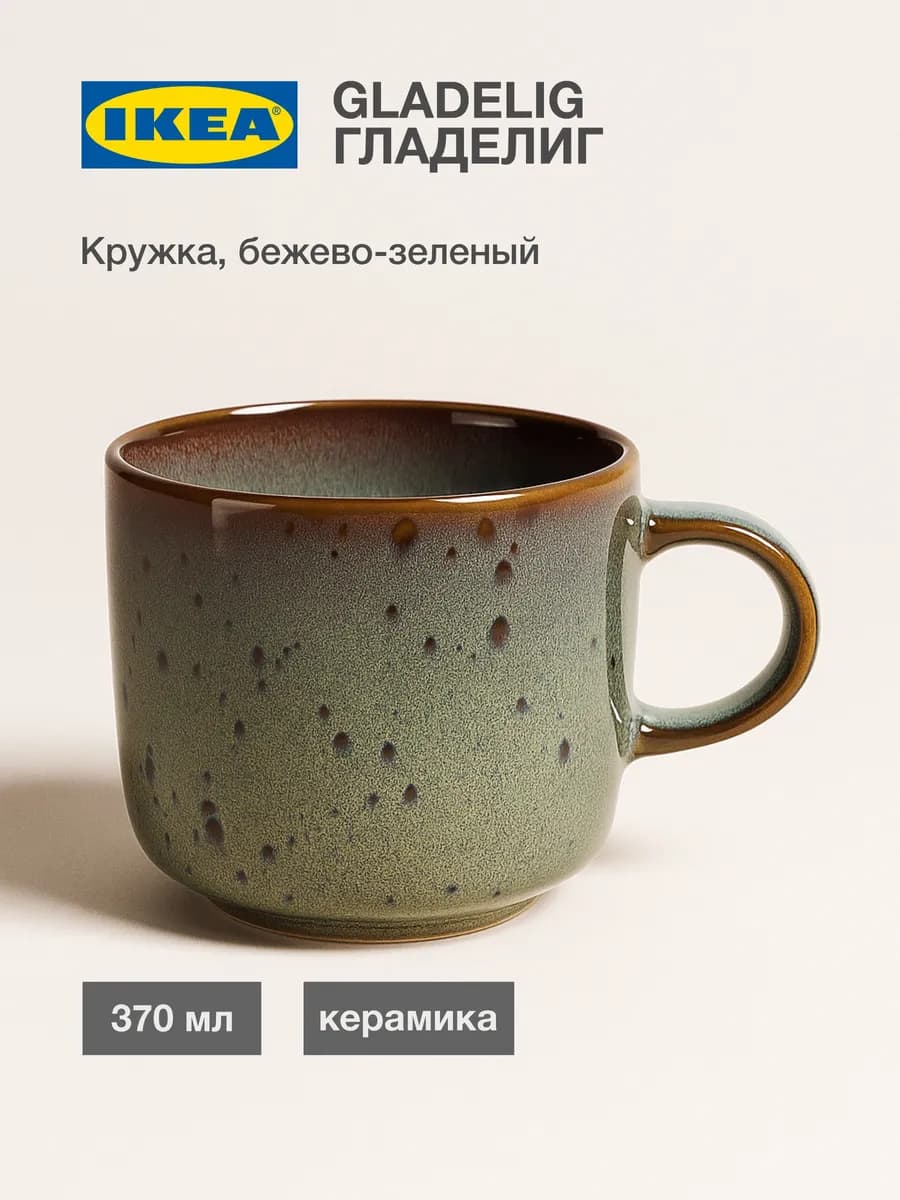 GLADELIG Кружка ИКЕА 370 мл каменная керамика