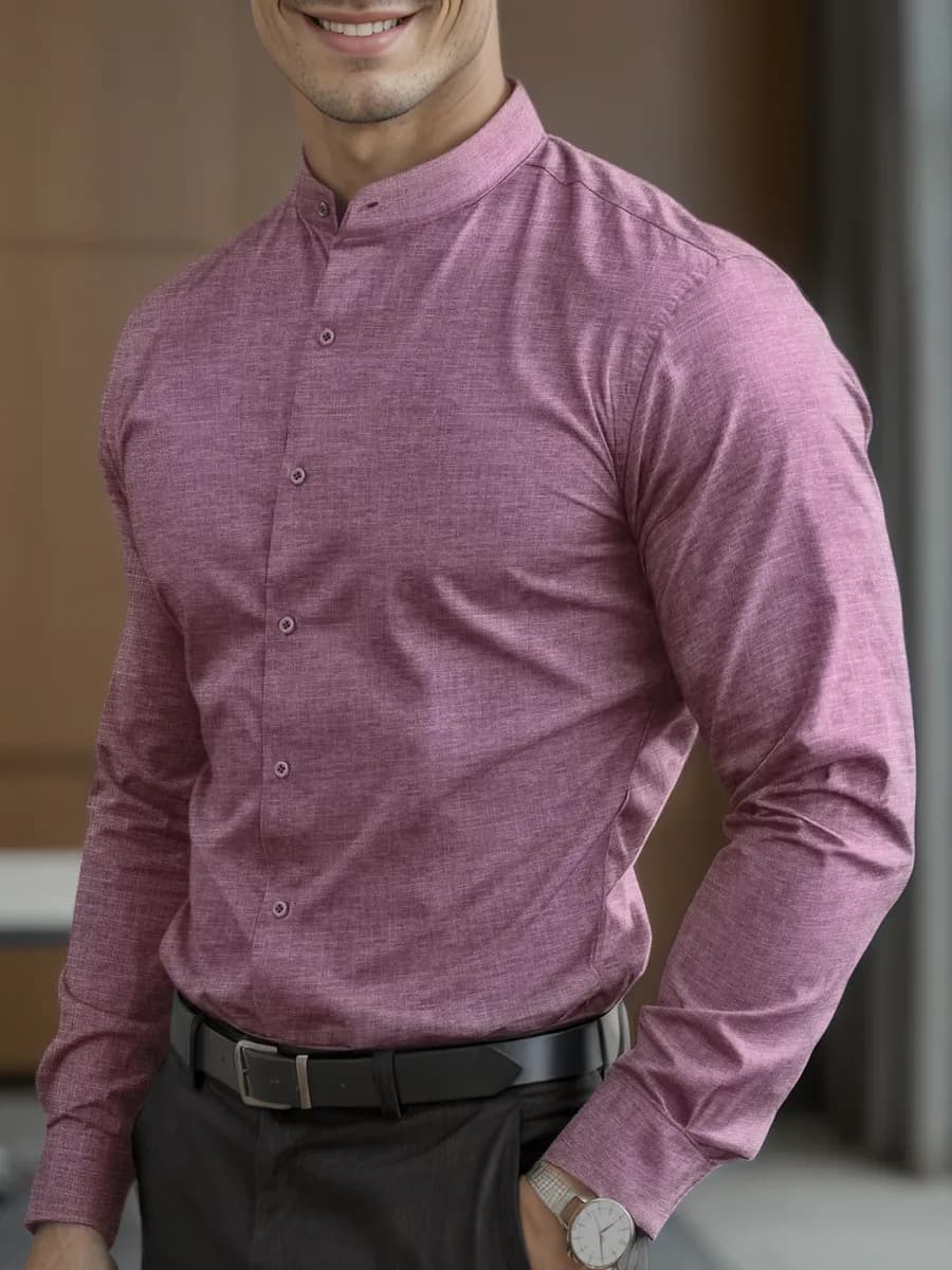 Рубашка классическая с длинным рукавом воротник стойка