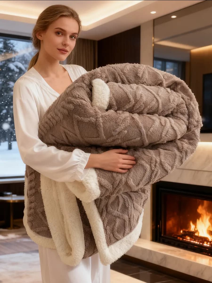 Плед 180x200 плюшевый теплый на диван мягкий пушистый