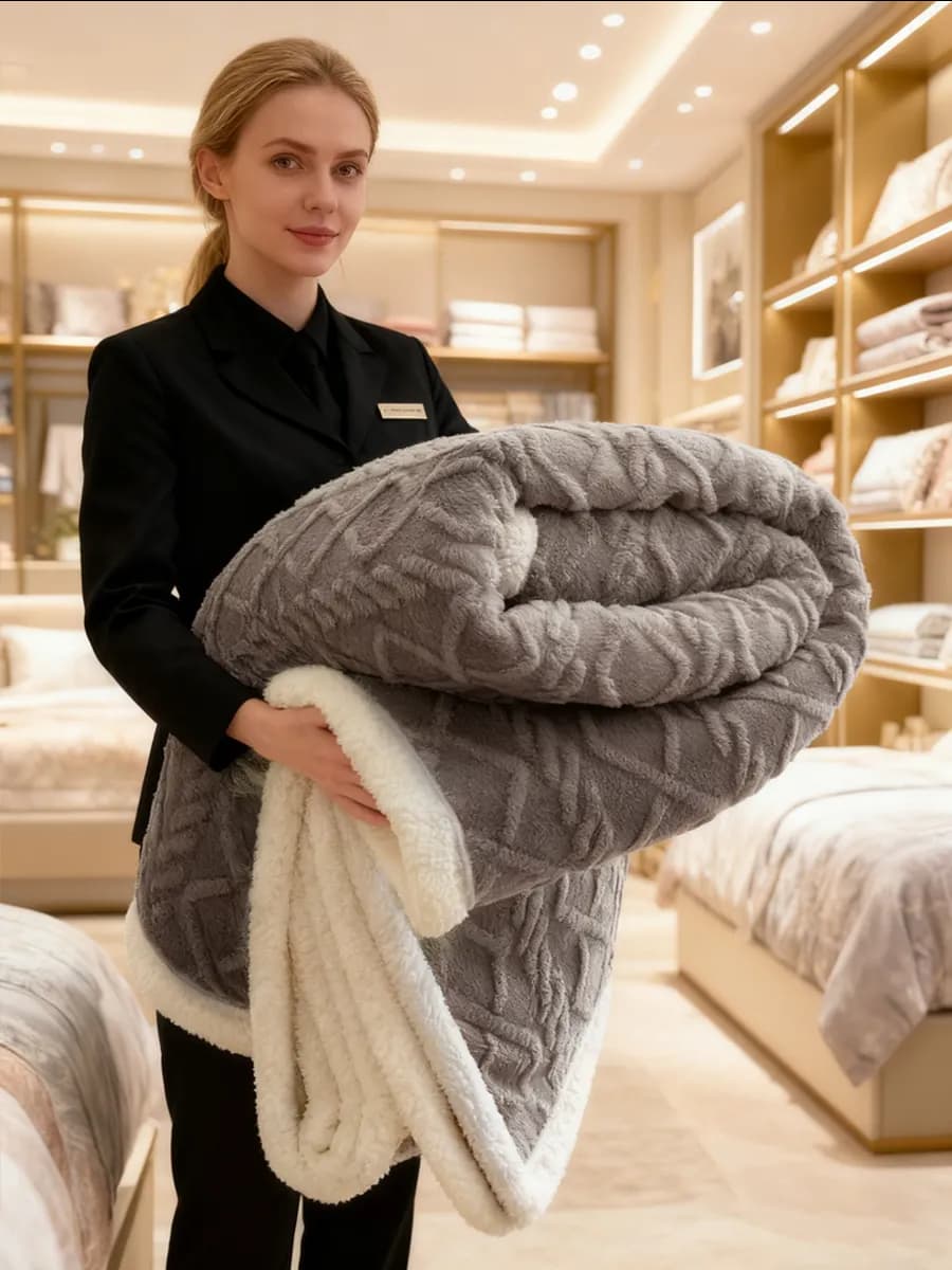 Плед 200х220 вязаный теплый мягкий на диван пушистый