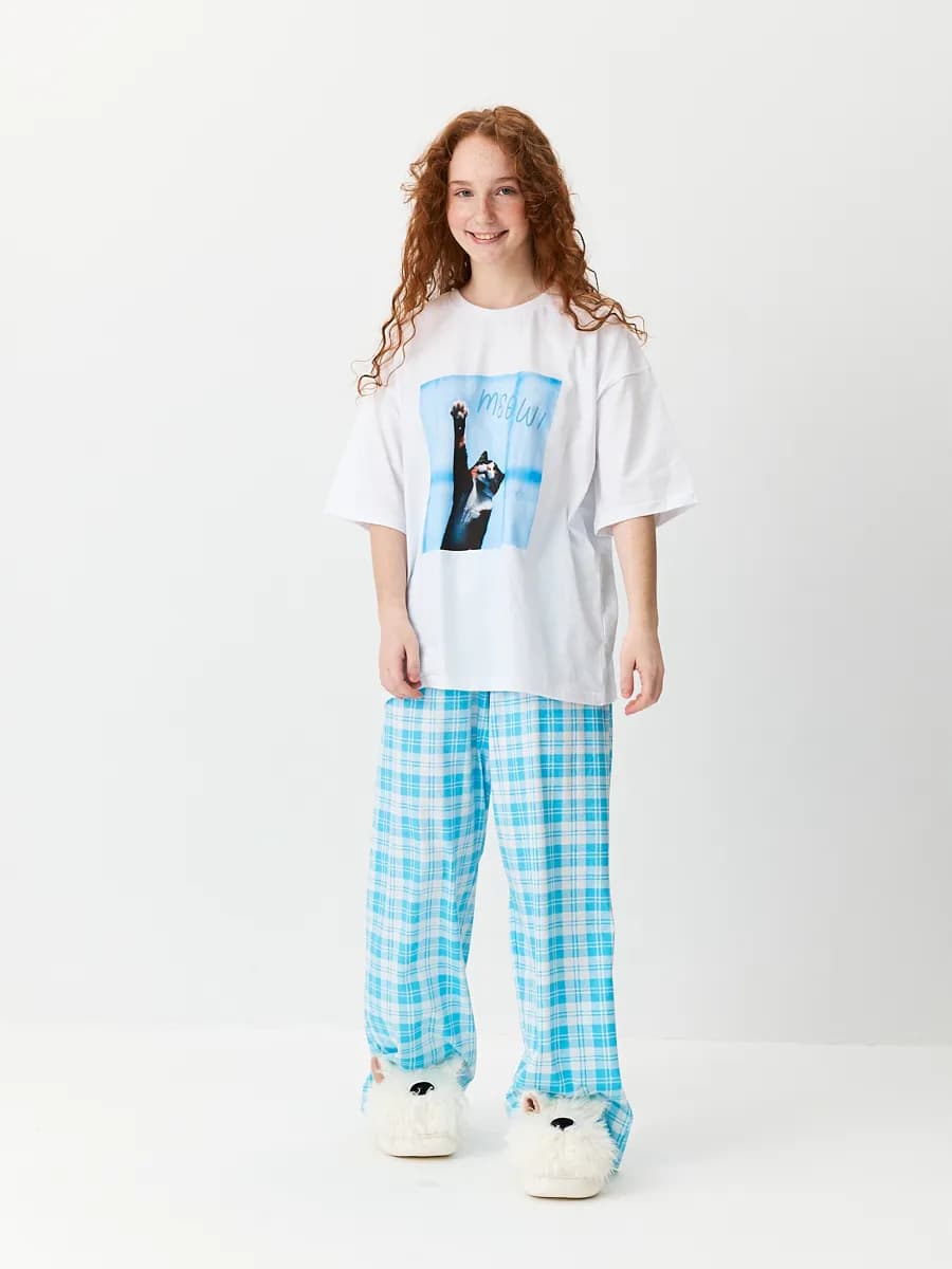 Пижама оверсайз со штанами хлопок 100% - фото 1