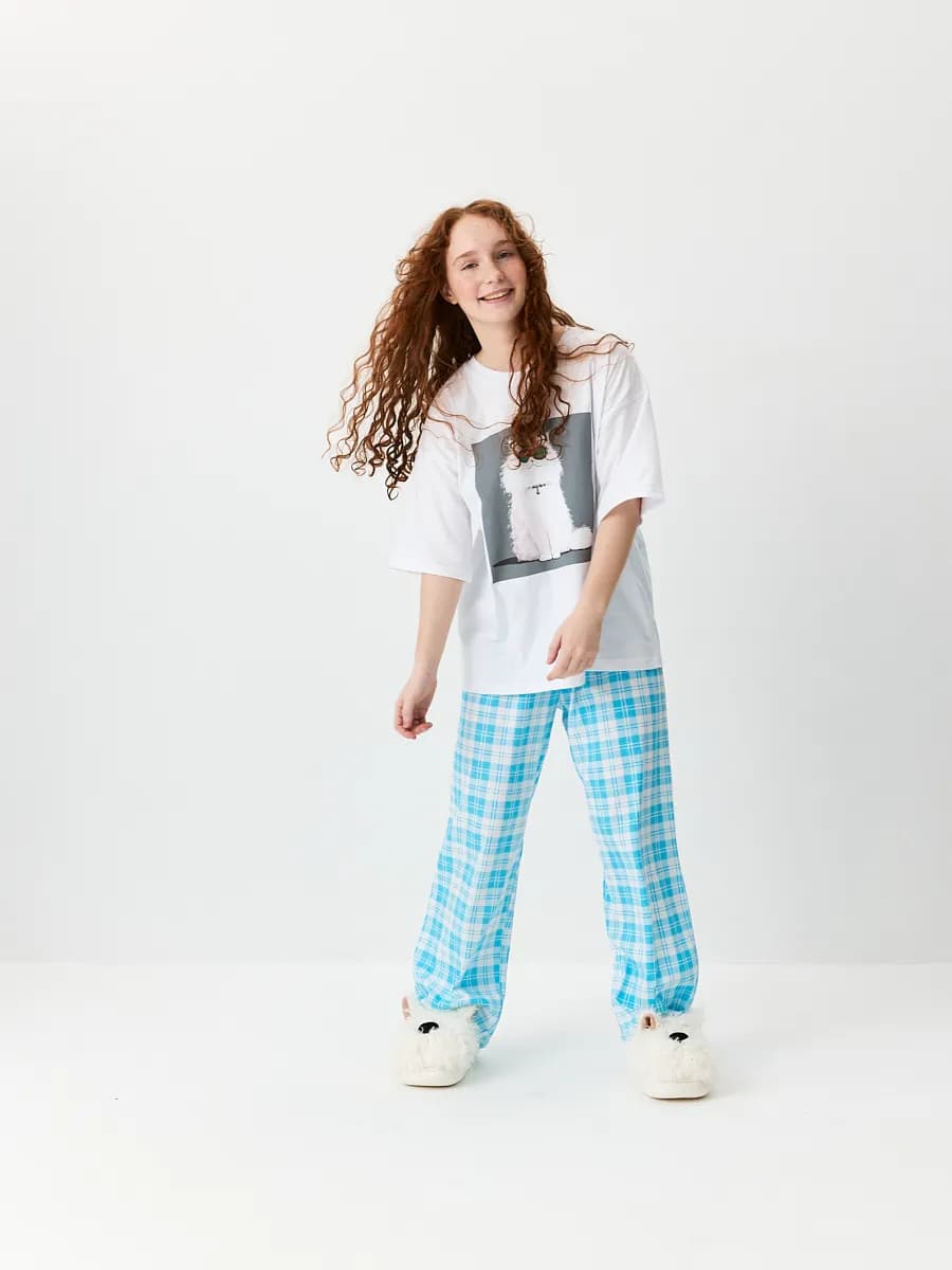 Пижама оверсайз со штанами хлопок 100%