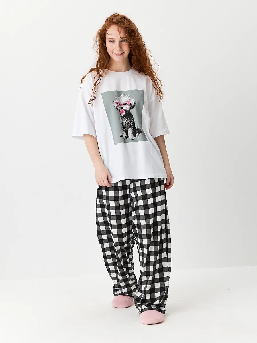 Пижама оверсайз со штанами хлопок 100% - фото 1
