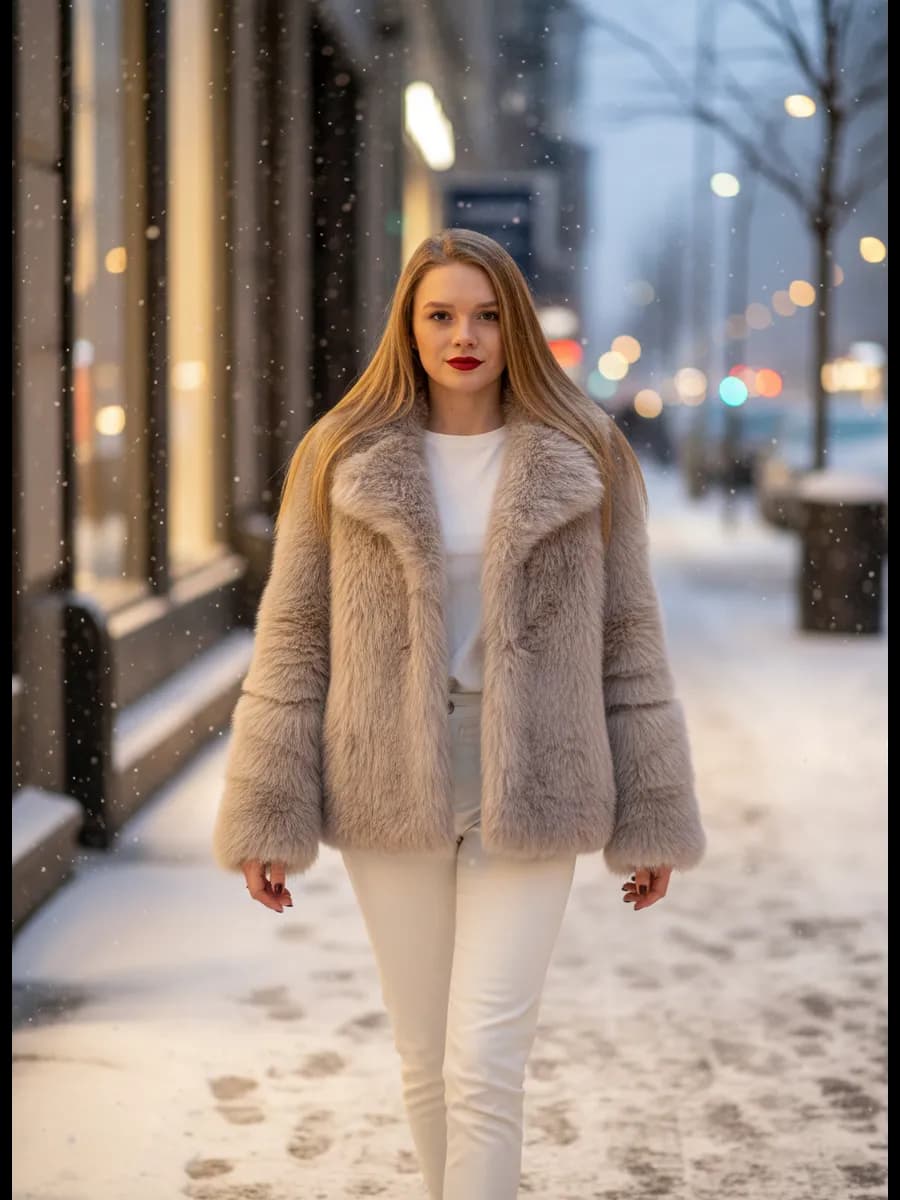 Шуба утепленная серая экомех