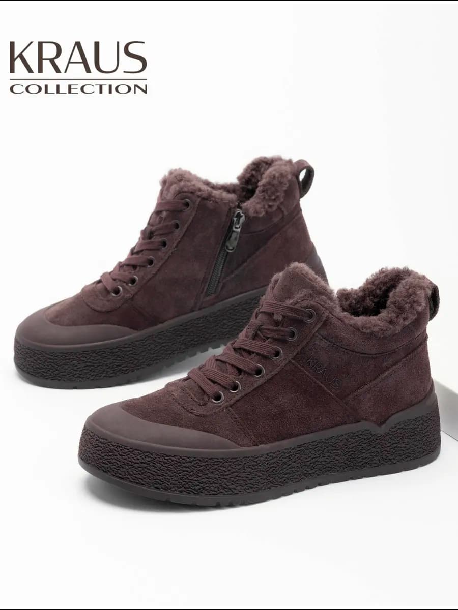 Зимние ботинки женские замшевые