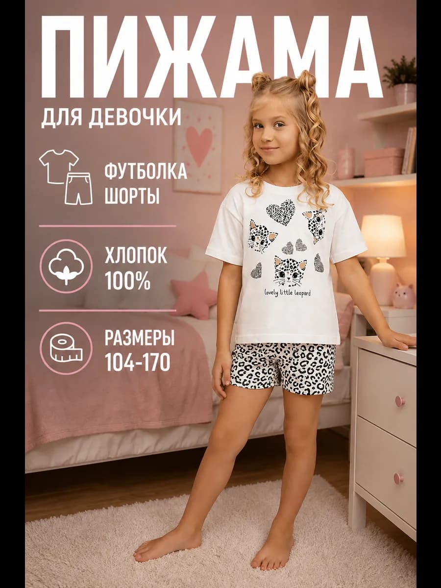Пижама детская летняя с шортами и принтом