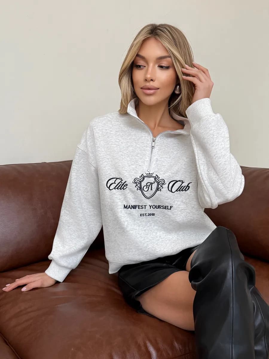 Свитшот оверсайз на молнии с замком поло