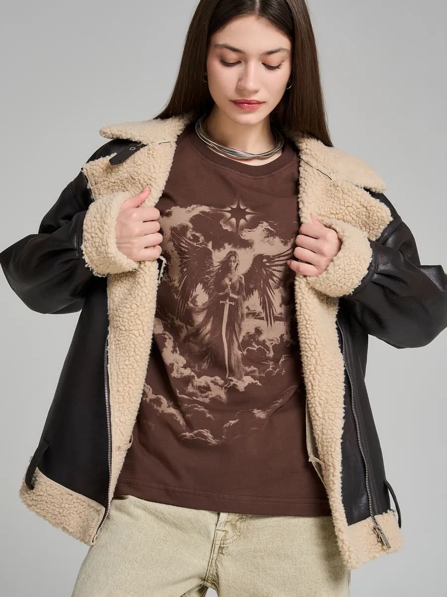 Футболка из хлопка с принтом ангела