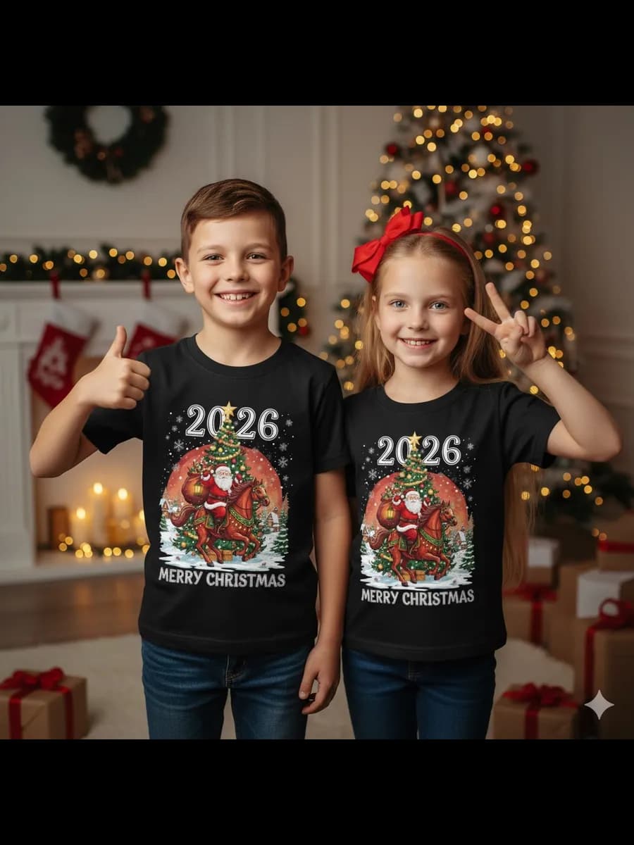 Футболка с принтом детская новогодняя