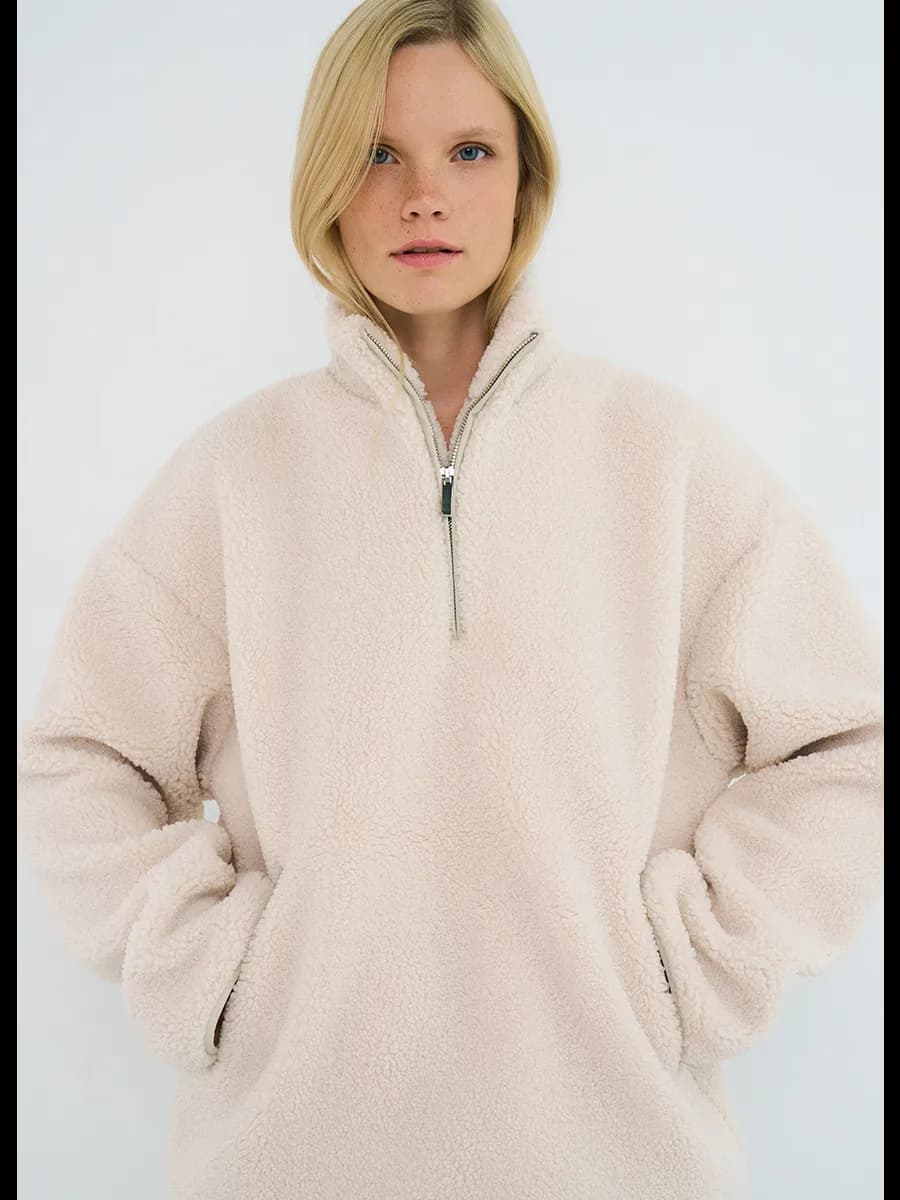 Толстовка из шерпы с воротником на молнии - фото 1
