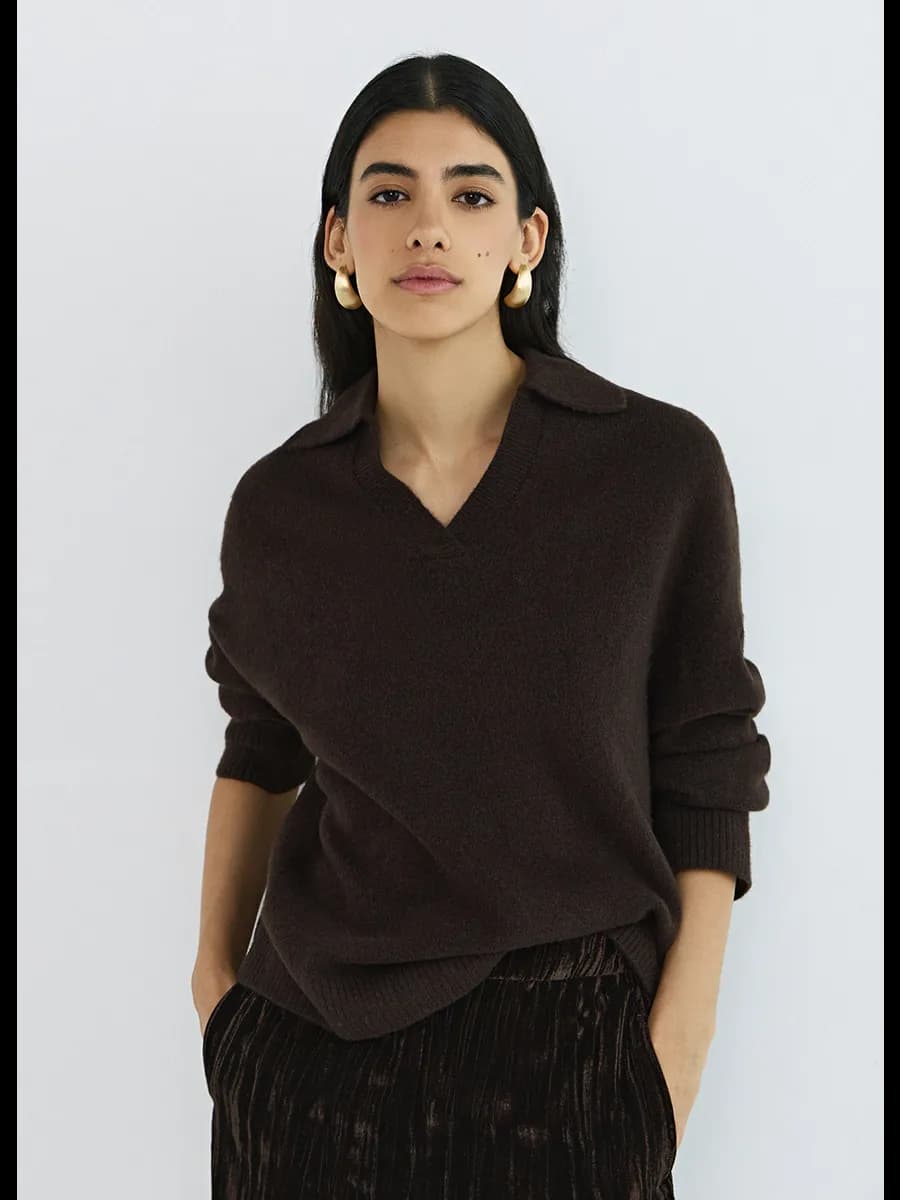 Джемпер поло из пушистой пряжи