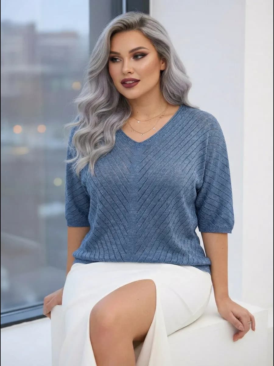 Нарядный джемпер с люрексом оверсайз летучая мышь