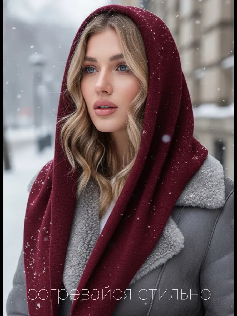 Косынка платок вязаный теплый на шею на голову