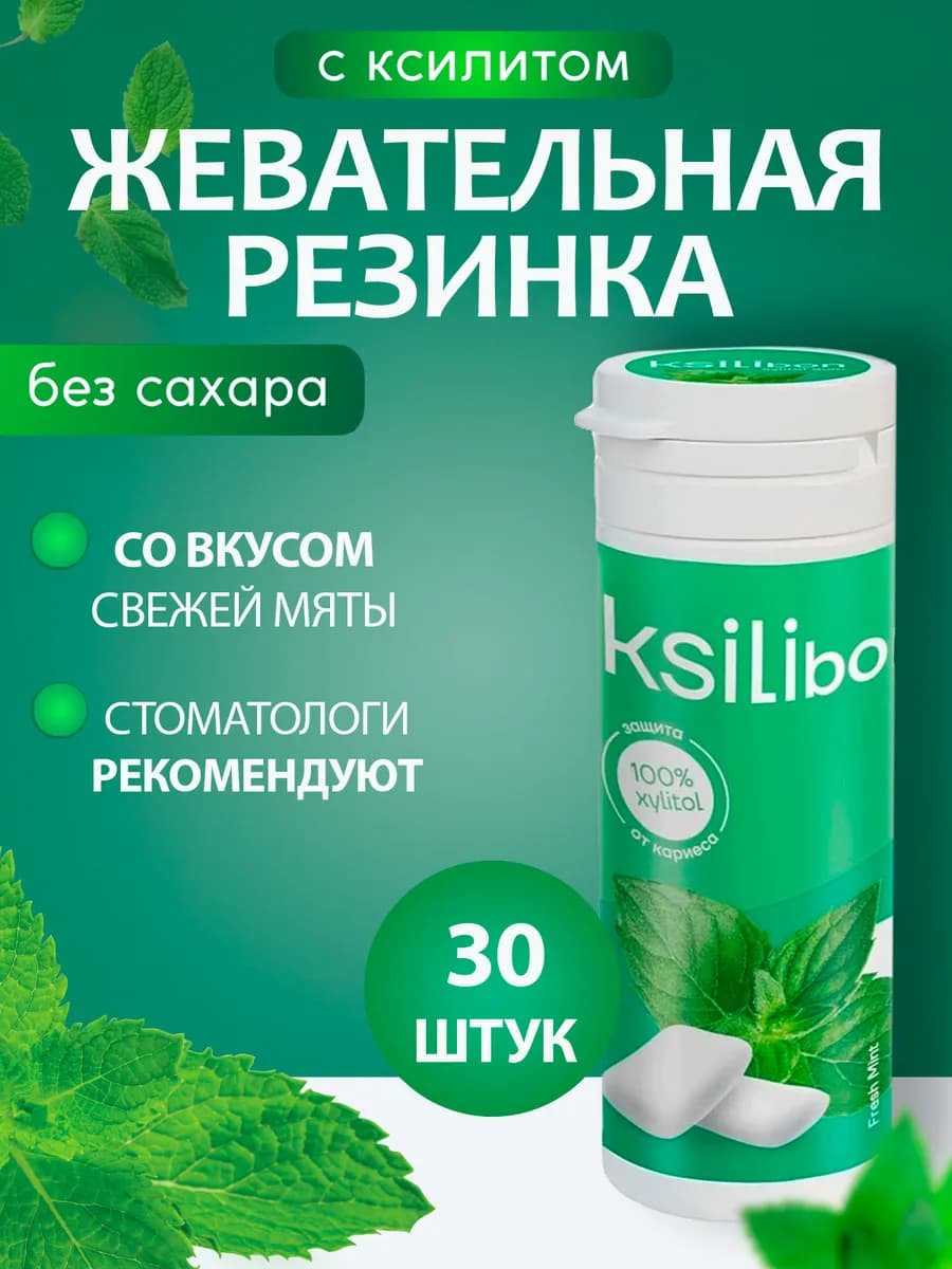 Жевательная резинка с ксилитом мята, 1туба - фото 1