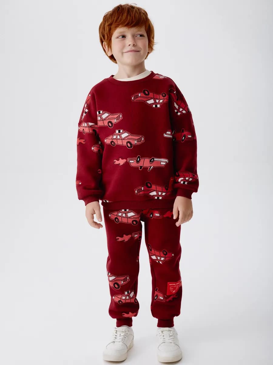 Брюки джоггеры утепленные новогодние на резинке