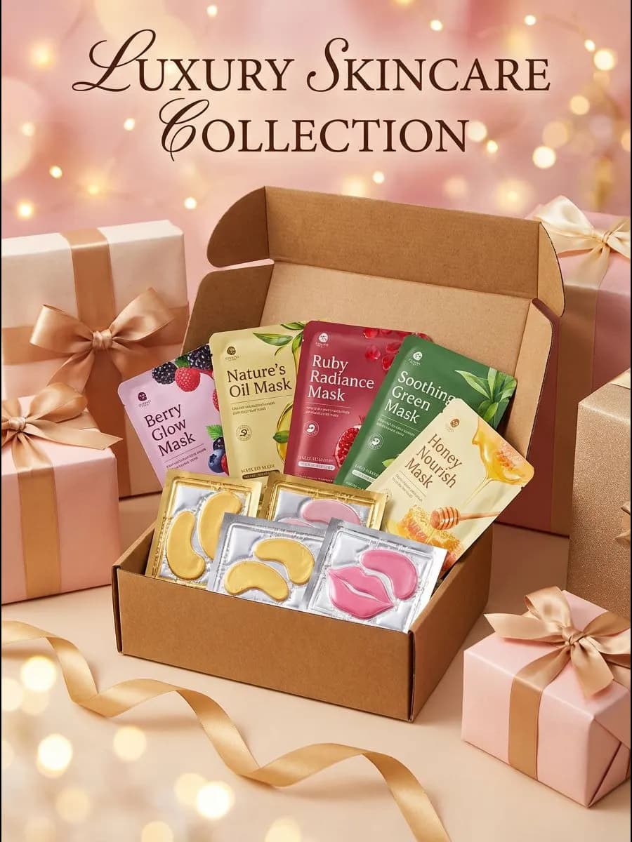 Маска для лица тканевая новогодний набор 5 шт