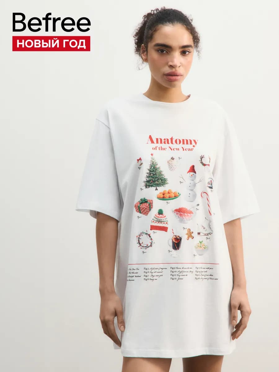 Платье-футболка домашнее с принтом - фото 1