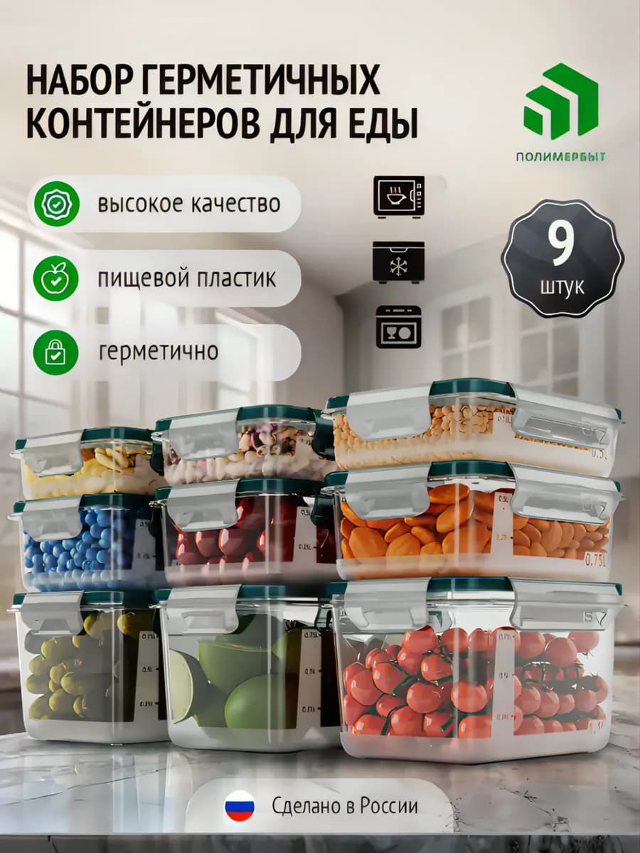 Контейнер для хранения продуктов набор 9 шт