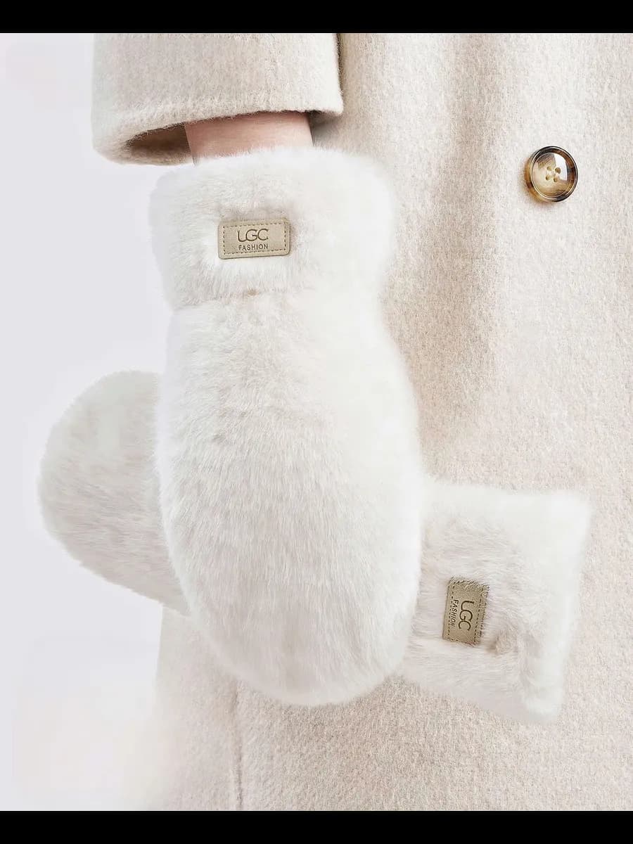 Варежки женские зимние рукавицы перчатки теплые мех пушистые