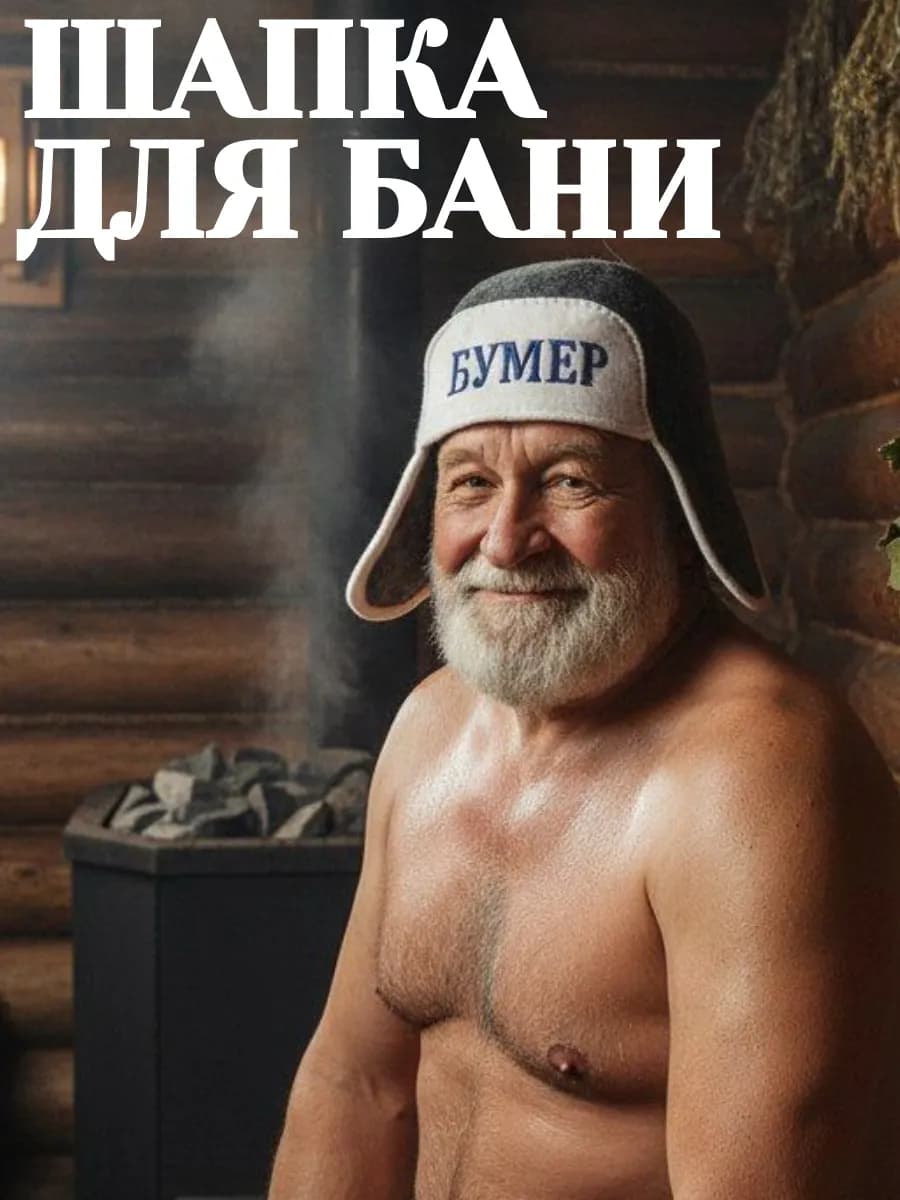 Шапка ушанка для бани мужская