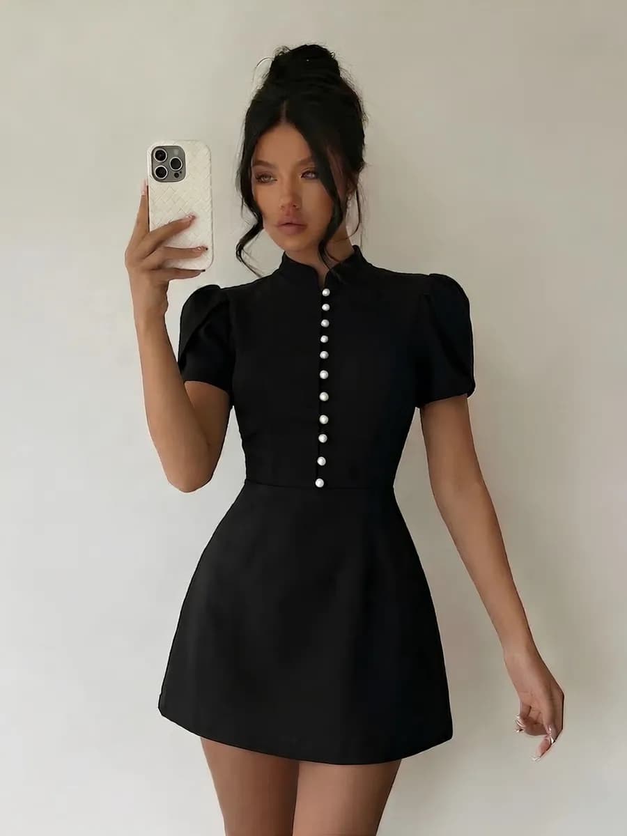 Платье черное нарядное мини