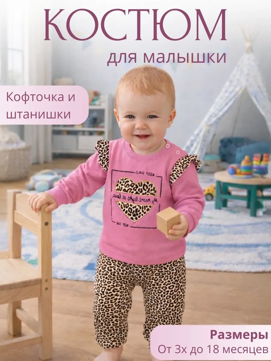 Костюм для новорожденных девочек с принтом хлопковый летний