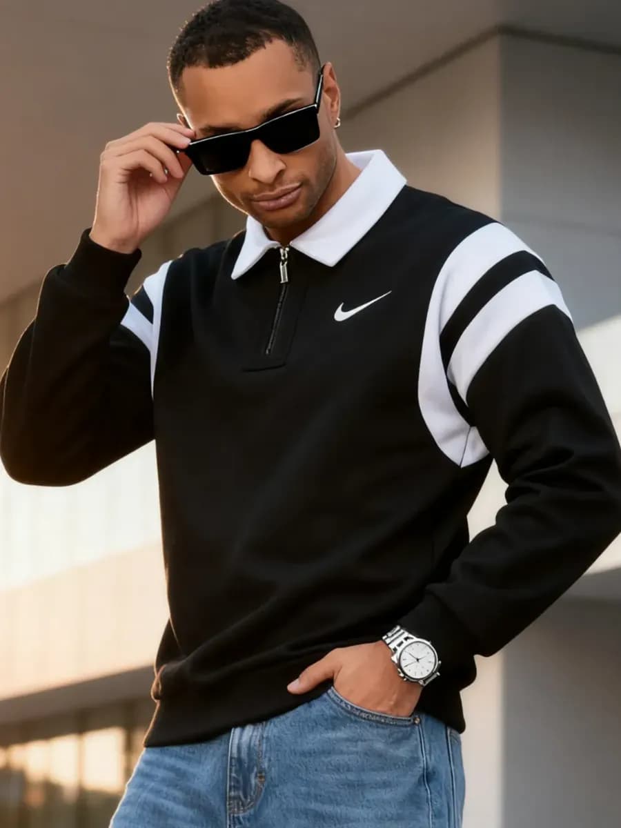 Свитшот-поло найк на молнии оверсайз