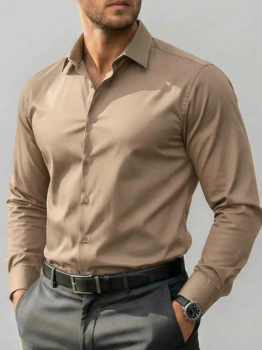 Рубашка классическая с длинным рукавом праздничная - фото 1