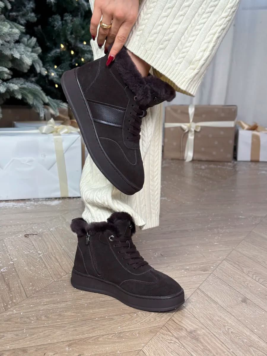 Кроссовки зимние натуральная замша с мехом - фото 1