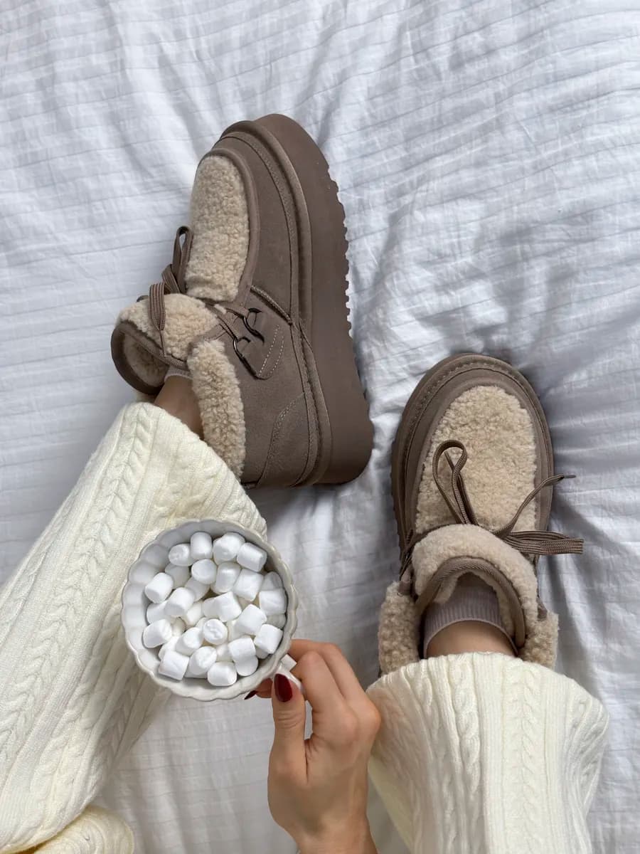 Угги зимние натуральная замша на платформе